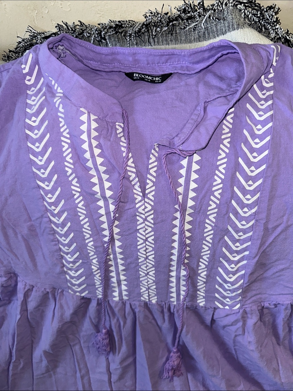 Bloomchic US size 12 purple and white dress with pockets - Picture 2 of 7